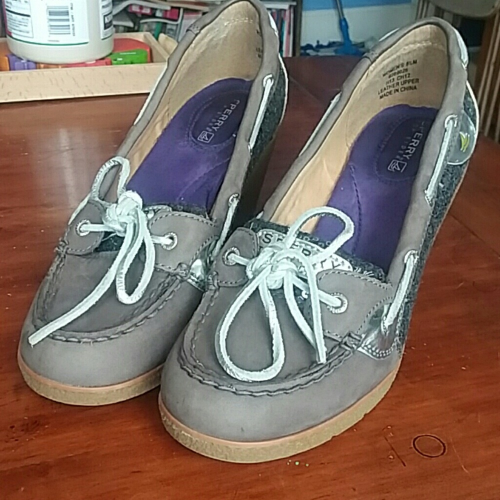 Sperry brand sequin wedges